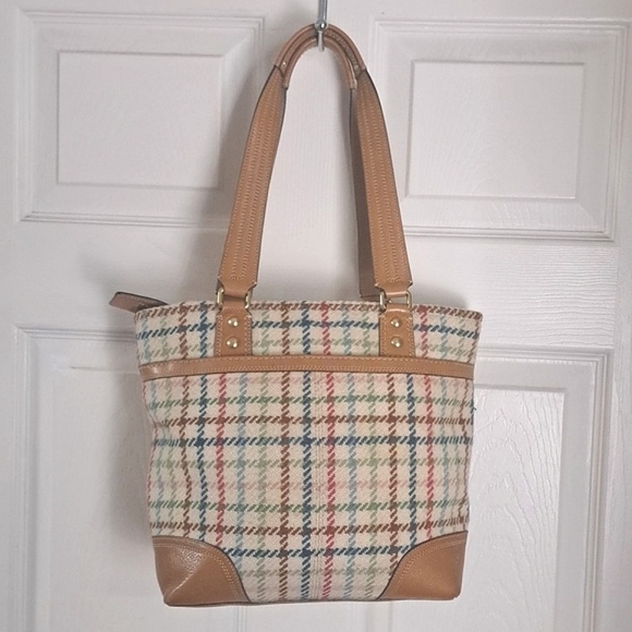 COACH WOOL/LEATHER PLAID SHOULDER BAG - Picture 7 of 17